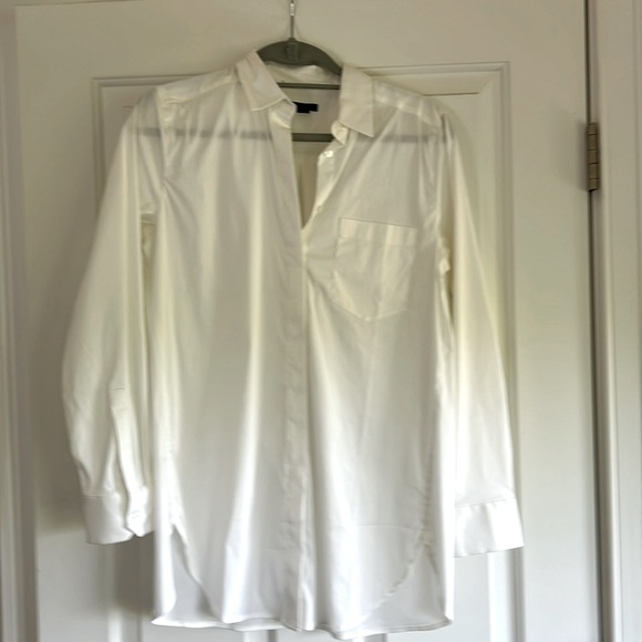 NWOT Perfect Ann Taylor Button Up Cotton Shirt Tunic - Picture 2 of 8